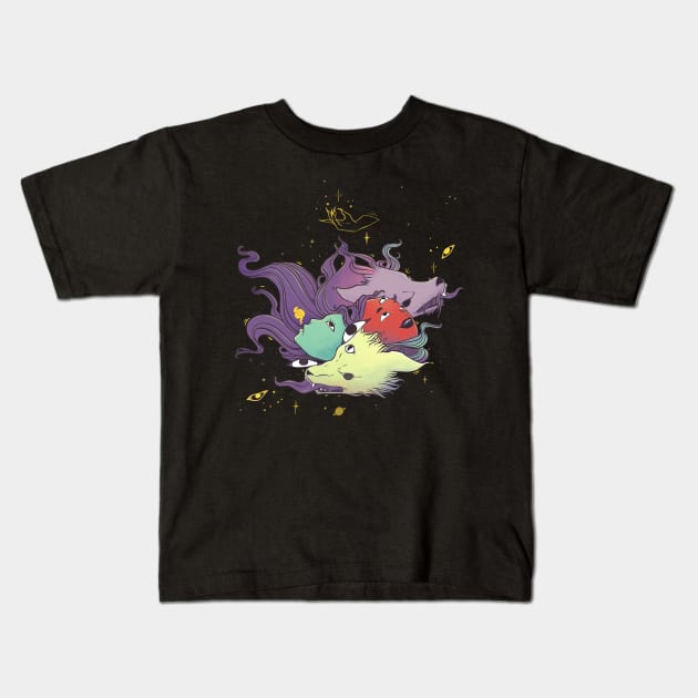 Wolves And Witches Rainbow Art Kids T-Shirt by cellsdividing
